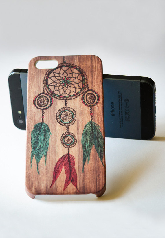 Dream Catcher Iphone 5 Case,wood Iphone 5 Case,iphone 5 Cover,hard Plastic Iphone 5 Case,wood Case