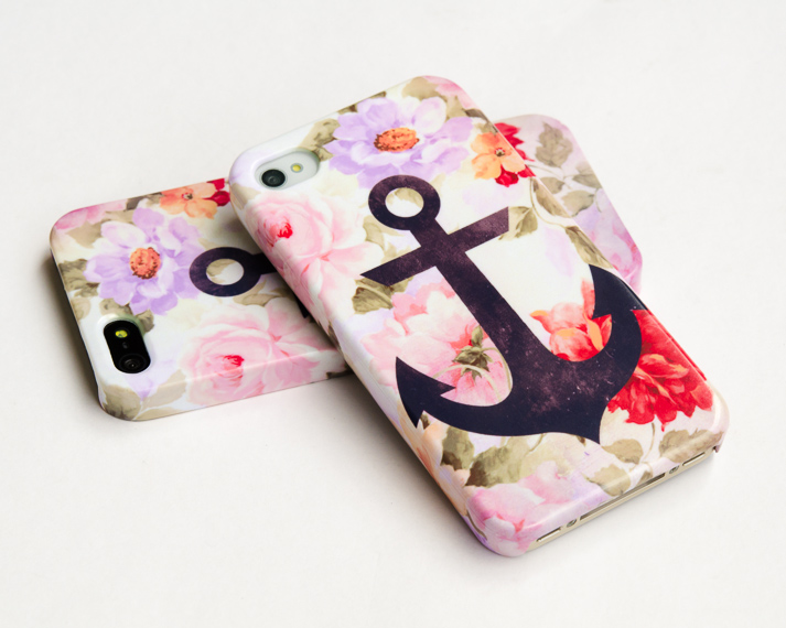 Iphone 5 - Anchor On Vintage Floral Iphone Case, Iphone 5 Case, Iphone 4s Case, Iphone 4 Case, Hard Plastic Case